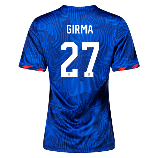 Nike Womens United States Naomi Girma 4 Star Away Jersey 23/24 w/ 2019 World Cup Champion Patch (Hyper Royal/Loyal Blue) | SoccerWearhouse