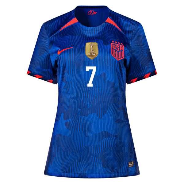 Nike Womens United States Tobin Heath 4 Star Away Jersey 23/24 w/ 2019 World Cup Champion Patch (Hyper Royal/Loyal Blue) | SoccerWearhouse