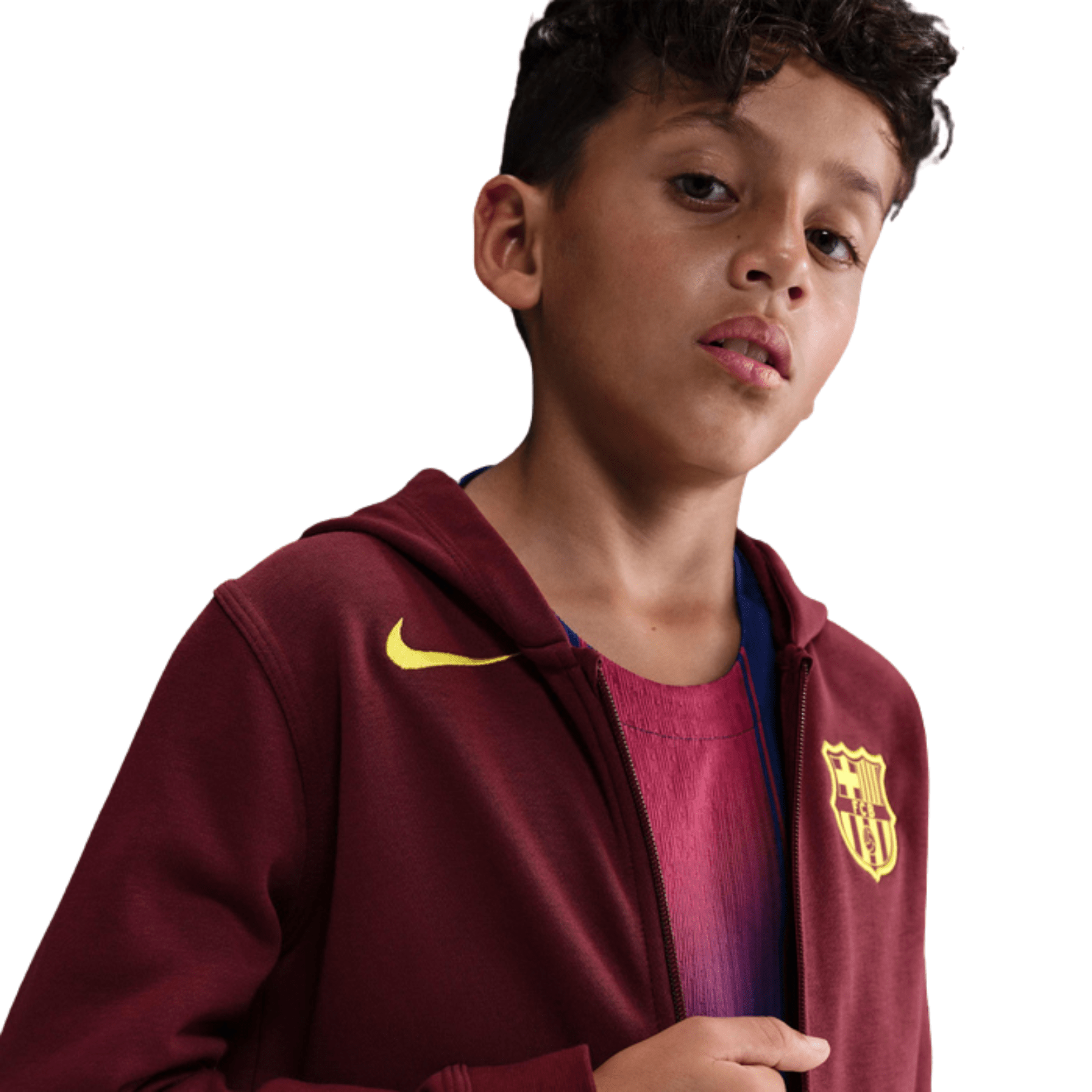 Nike Youth Barcelona 25/26 Club Hoodie (Maroon) | SoccerWearhouse