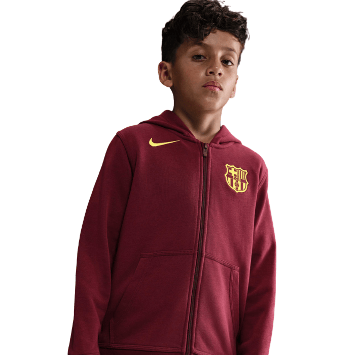 Nike Youth Barcelona 25/26 Club Hoodie (Maroon) | SoccerWearhouse