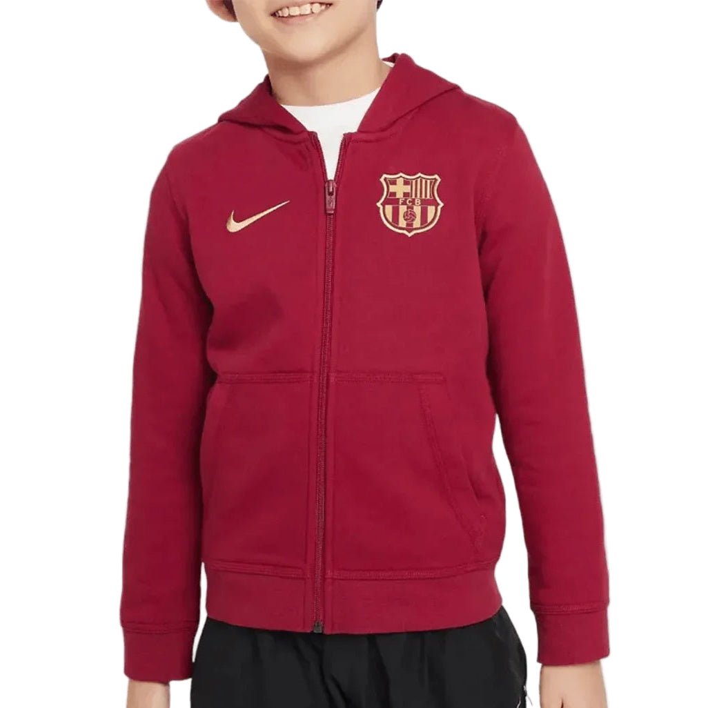 Nike Youth Barcelona 25/26 Club Hoodie (Maroon) | SoccerWearhouse