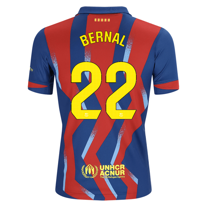 Nike Youth Bernal FC Barcelona 4th Soccer Jersey 25/26 (Gym Blue/Salsa Red) | SoccerWearhouse
