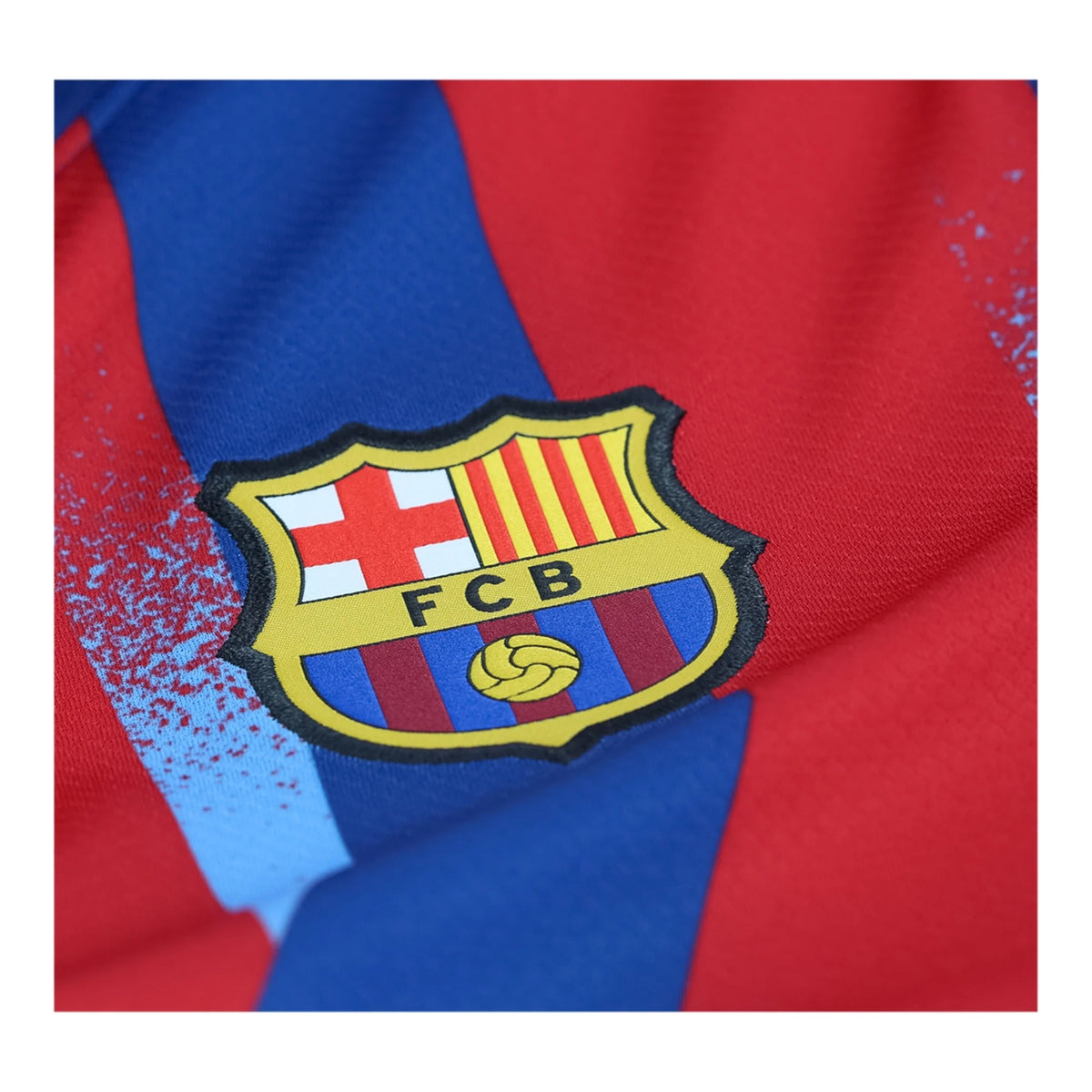 Nike Youth Bernal FC Barcelona 4th Soccer Jersey 25/26 (Gym Blue/Salsa Red) | SoccerWearhouse