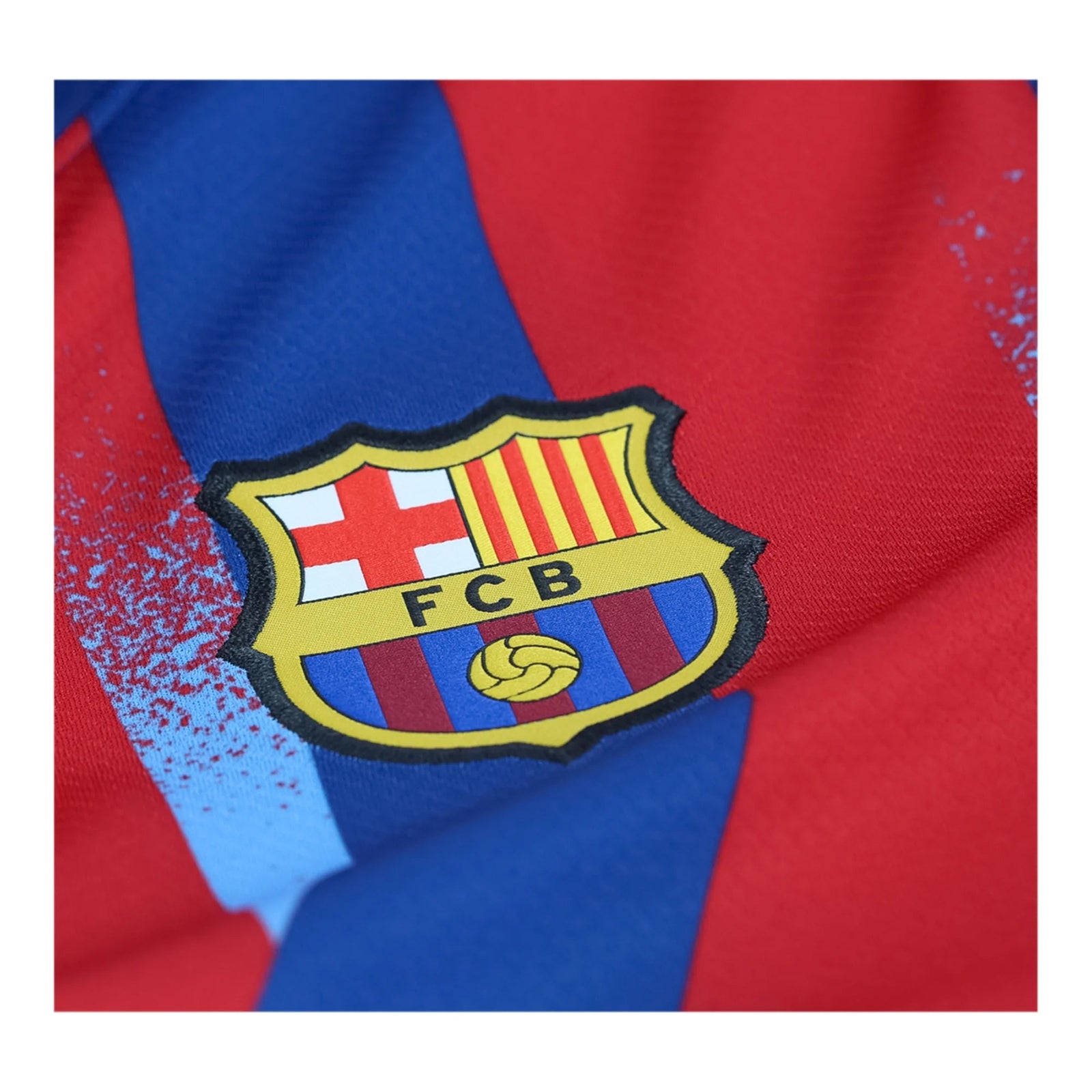 Nike Youth Bernal FC Barcelona 4th Soccer Jersey 25/26 (Gym Blue/Salsa Red) | SoccerWearhouse