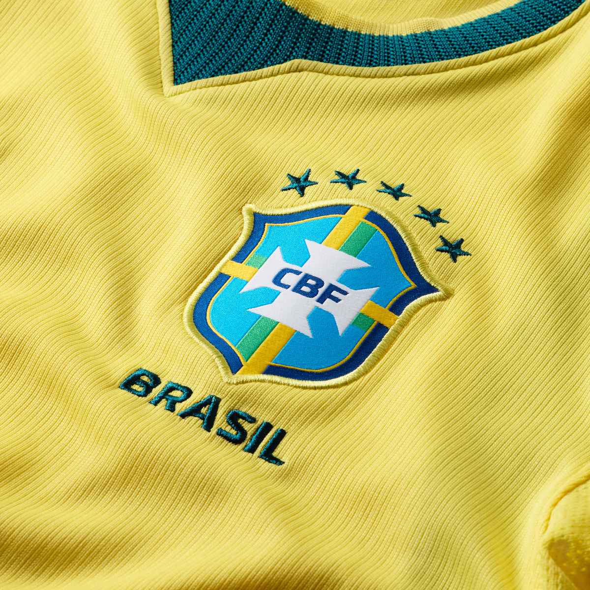 Nike Youth Brazil Pele Home Stadium Jersey 2026 (Yellow Canary/Teal) | SoccerWearhouse