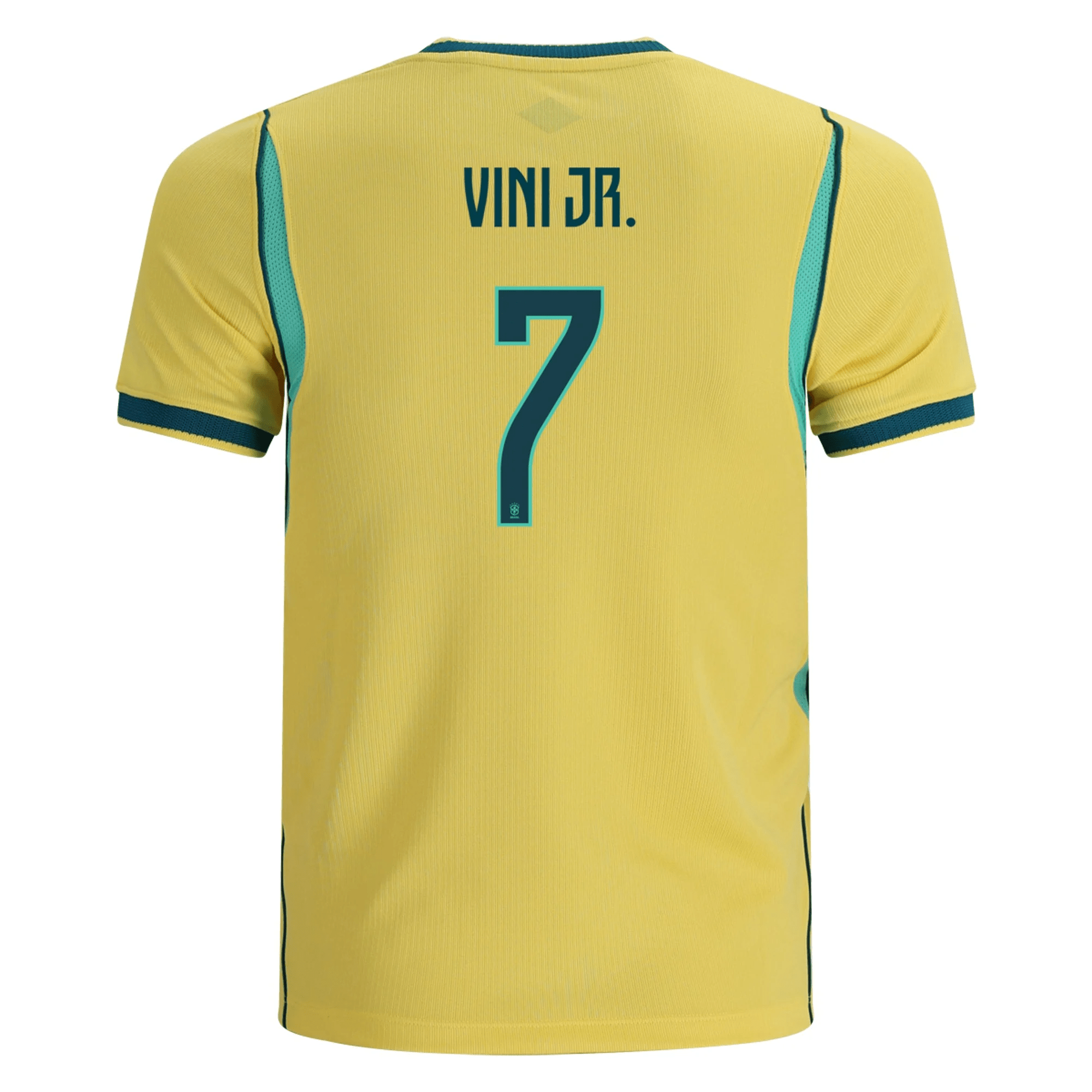 Nike Youth Brazil Vini Jr. Home Stadium Jersey 2026 (Yellow Canary/Teal)