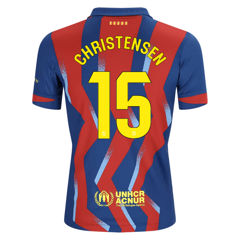 Nike Youth Christensen FC Barcelona 4th Soccer Jersey 25/26 (Gym Blue/Salsa Red) | SoccerWearhouse