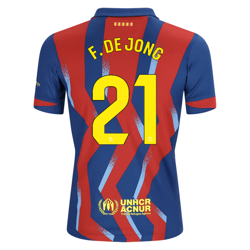 Nike Youth F. De Jong FC Barcelona 4th Soccer Jersey 25/26 (Gym Blue/Salsa Red) | SoccerWearhouse