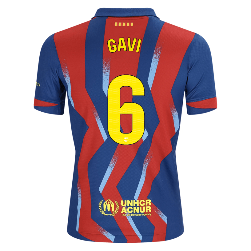 Nike Youth Gavi FC Barcelona 4th Soccer Jersey 25/26 (Gym Blue/Salsa Red) | SoccerWearhouse