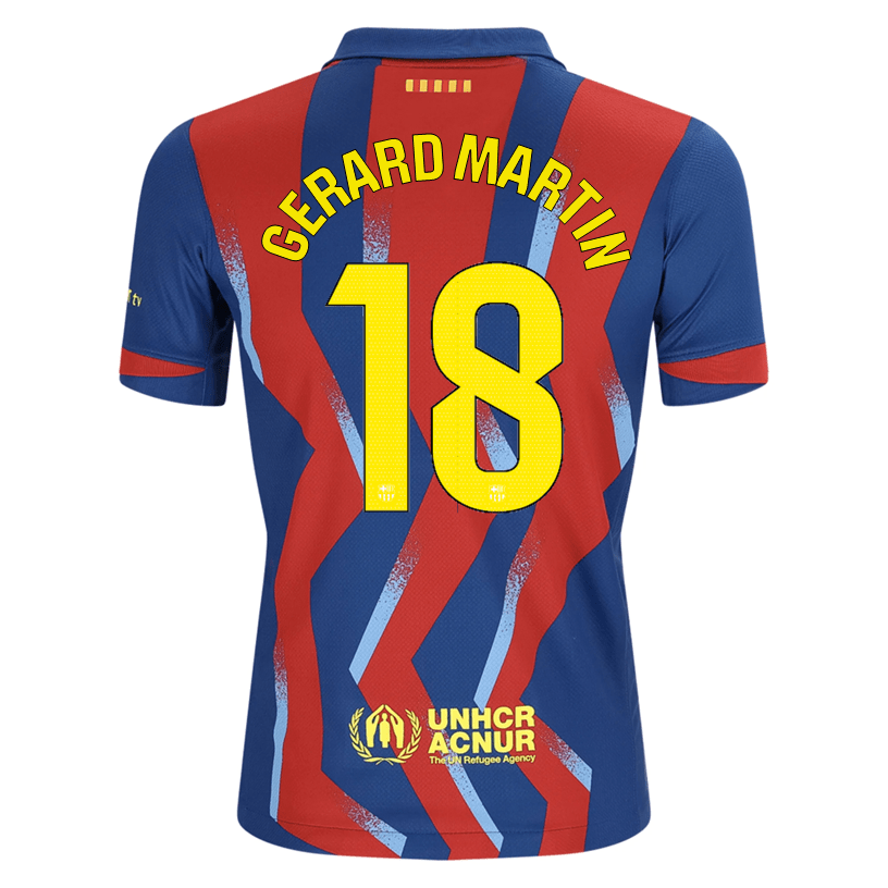 Nike Youth Gerard Martin FC Barcelona 4th Soccer Jersey 25/26 (Gym Blue/Salsa Red) | SoccerWearhouse