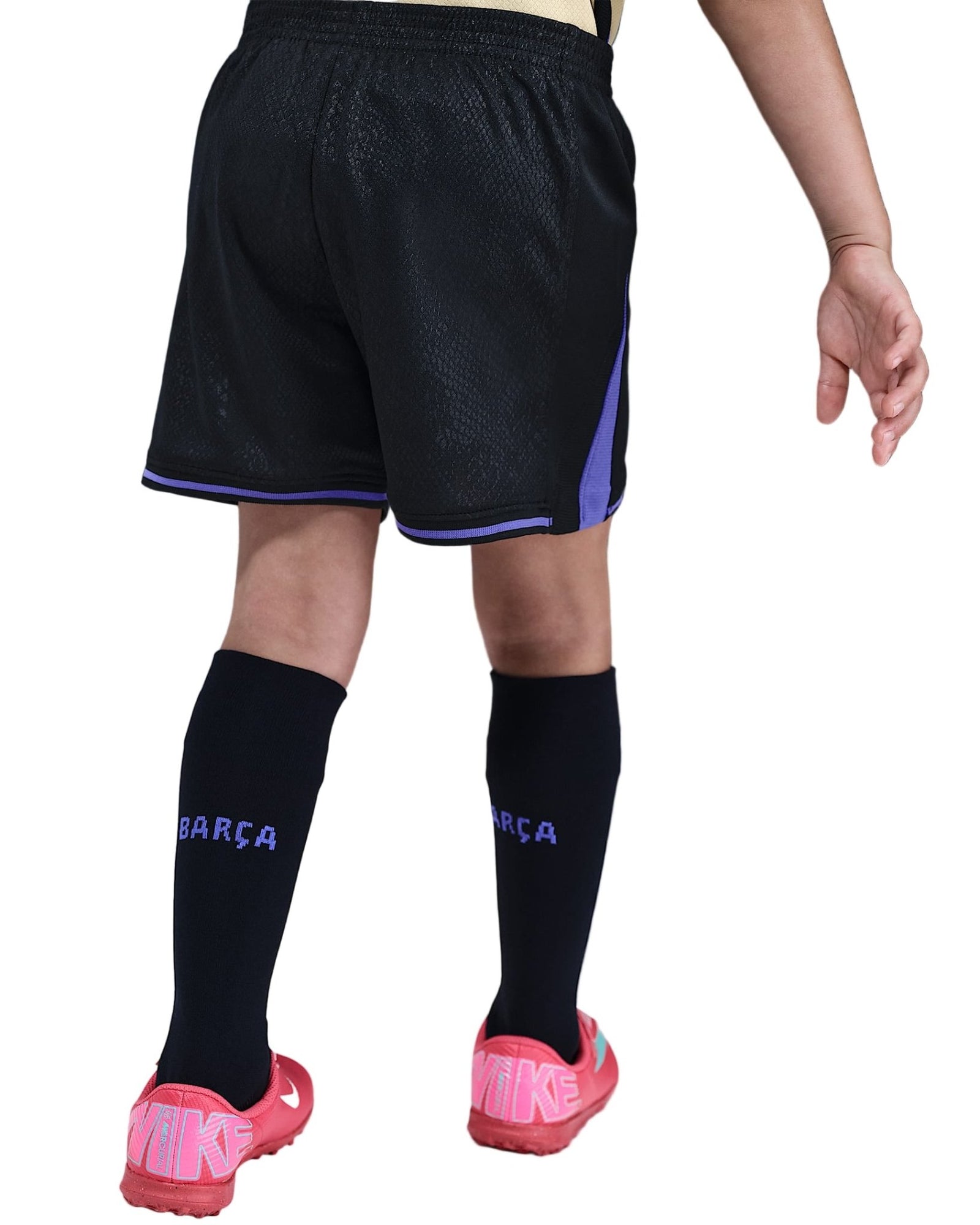 Nike Youth Kobe x FC Barcelona 25/26 Little Kids 3 - Piece Away Kit (Team Gold/Persian Violet/Black) | SoccerWearhouse