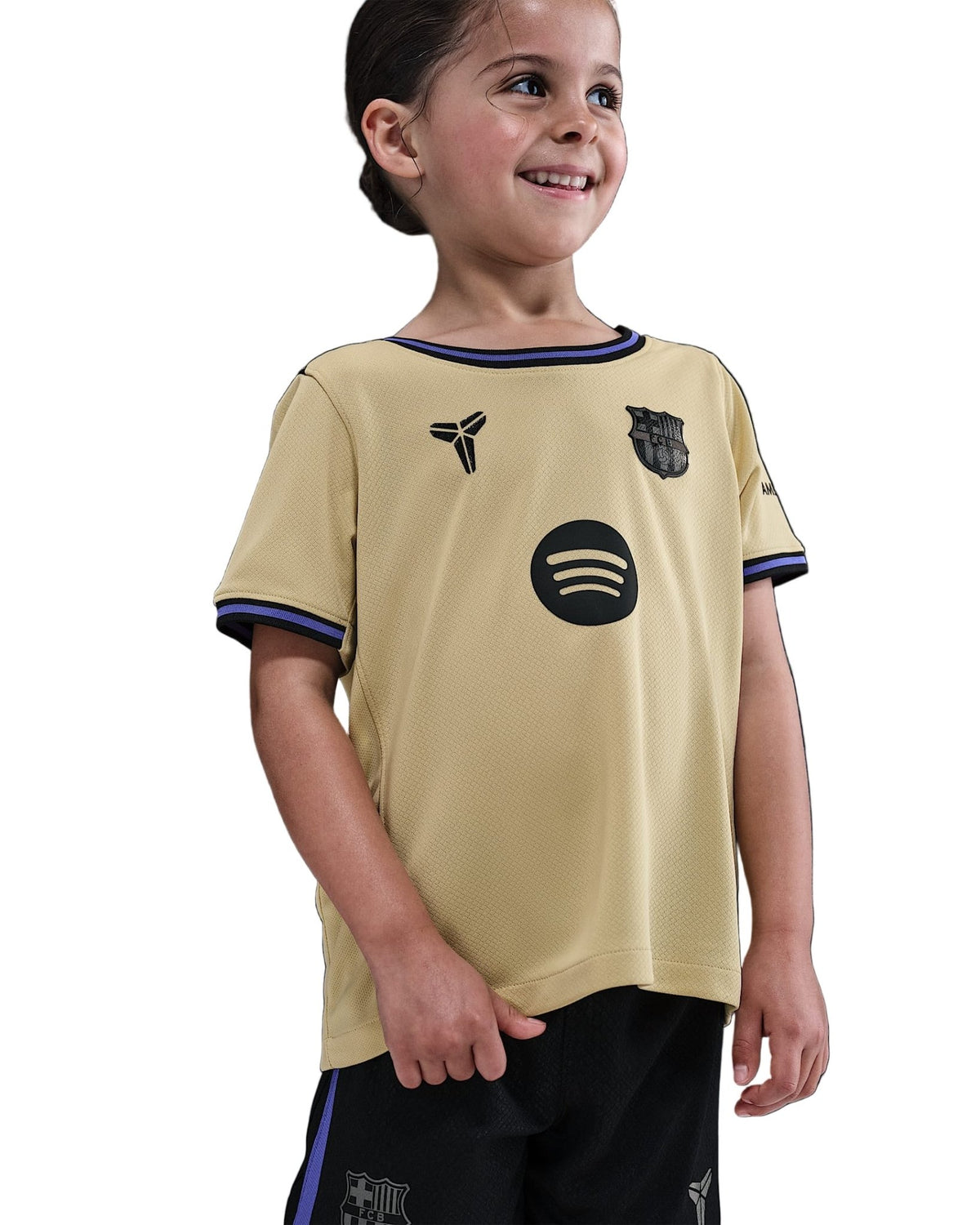 Nike Youth Kobe x FC Barcelona 25/26 Little Kids 3 - Piece Away Kit (Team Gold/Persian Violet/Black) | SoccerWearhouse