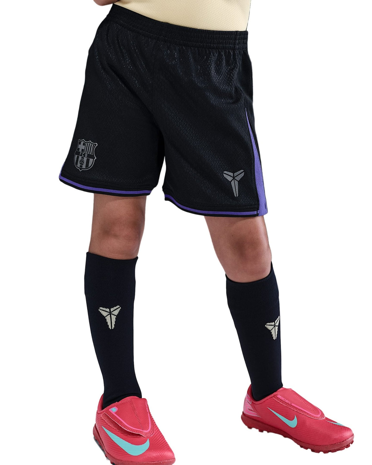 Nike Youth Kobe x FC Barcelona 25/26 Little Kids 3 - Piece Away Kit (Team Gold/Persian Violet/Black) | SoccerWearhouse