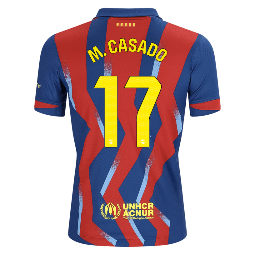 Nike Youth M. Casado FC Barcelona 4th Soccer Jersey 25/26 (Gym Blue/Salsa Red) | SoccerWearhouse