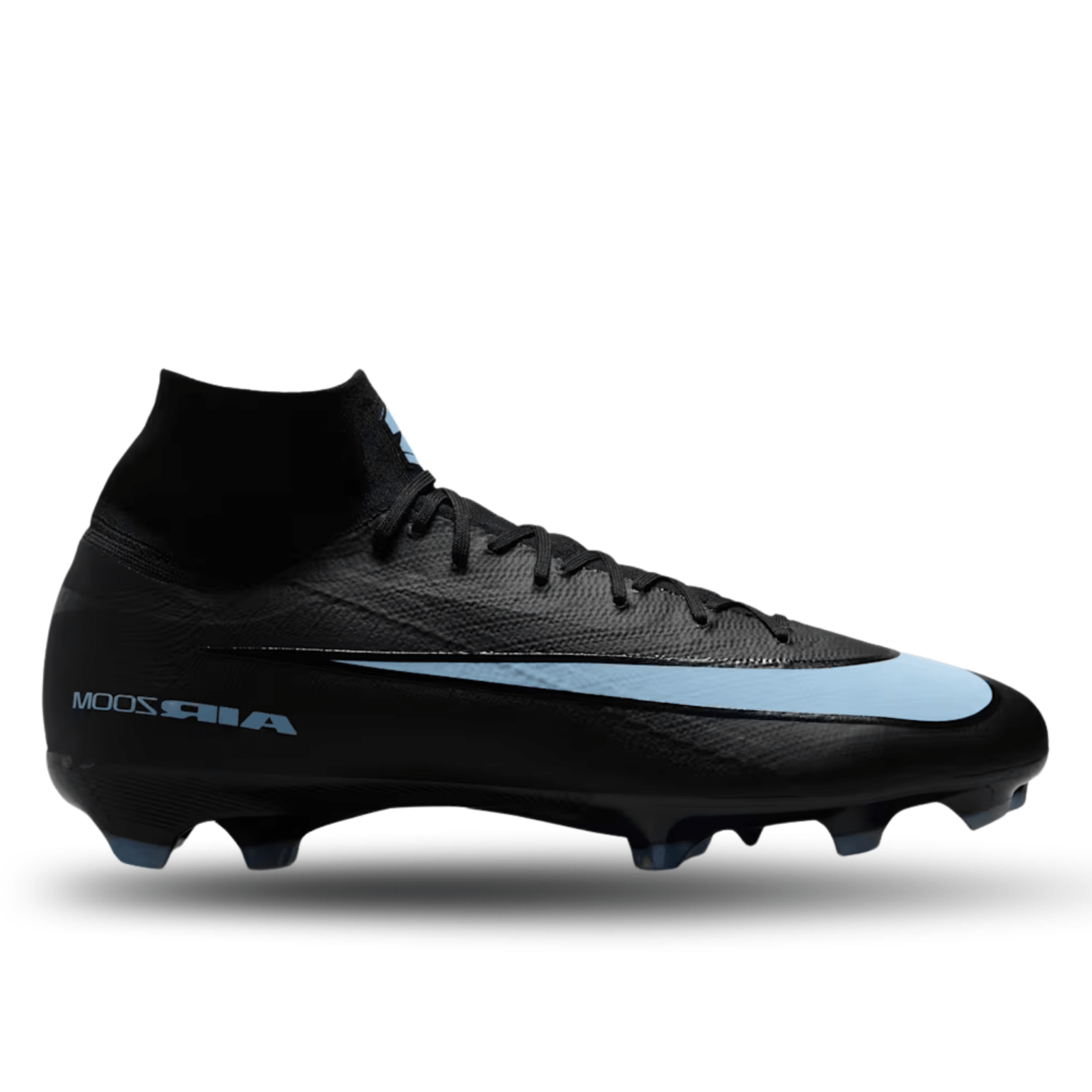 Nike Zoom Mercurial Superfly 10 Pro Firm Ground Soccer Cleats (Black/Ice Blue) | SoccerWearhouse