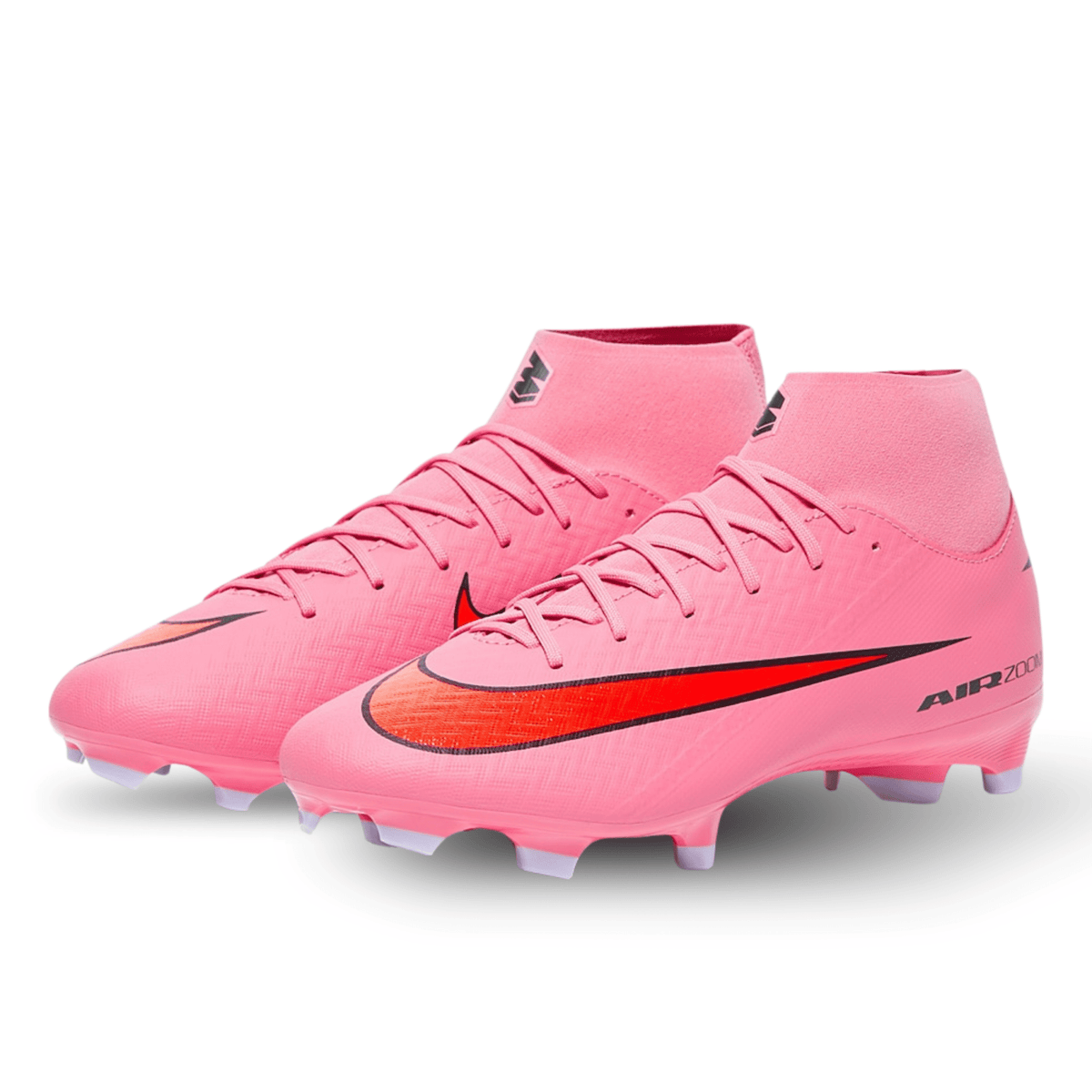 Nike Zoom Superfly 10 Academy FG/MG Soccer Cleats (Magic Flamingo/Black - Total Crimson) | SoccerWearhouse