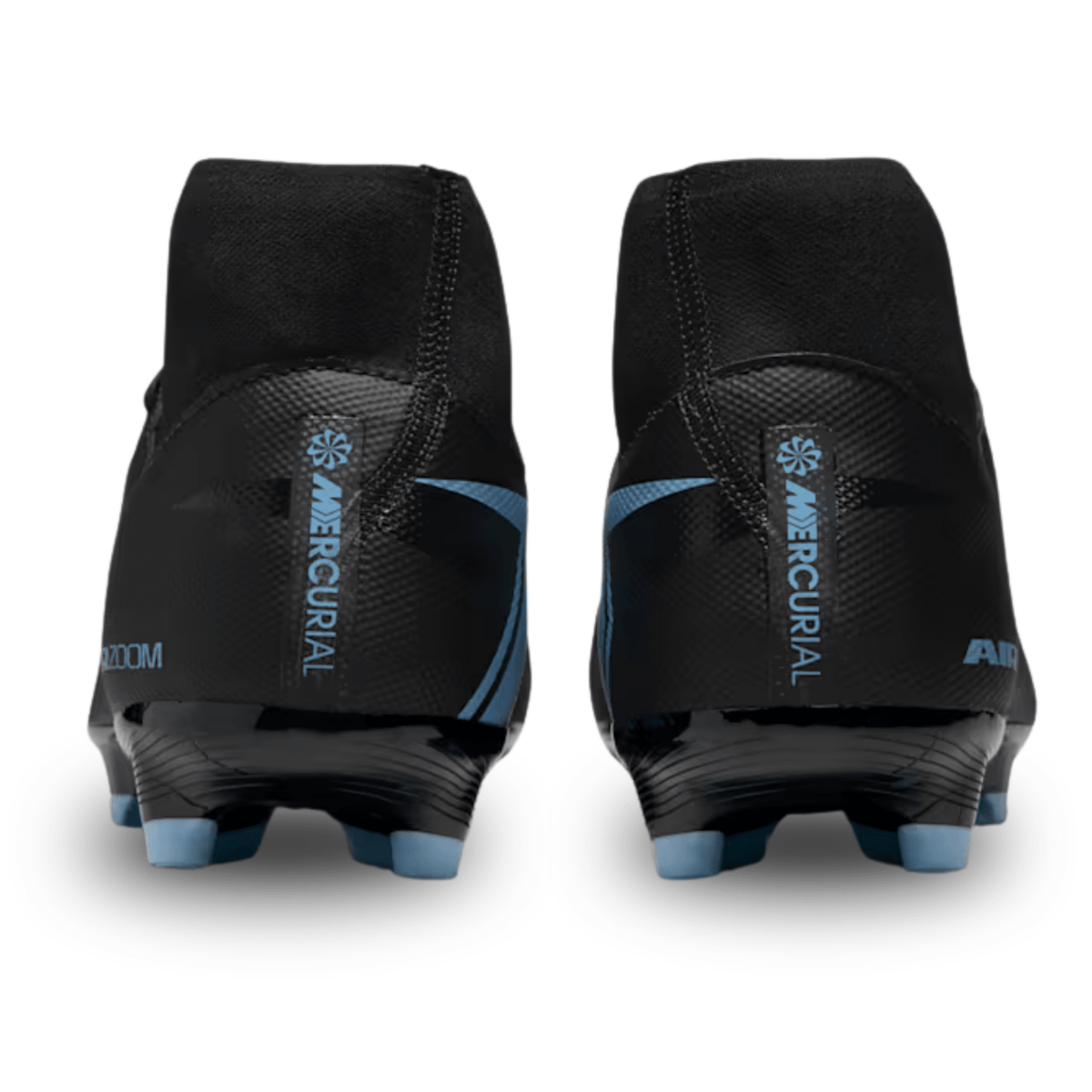 Nike Zoom Superfly 10 Academy Firm Ground/Multiground Soccer Cleats (Black/Ice Blue) | SoccerWearhouse