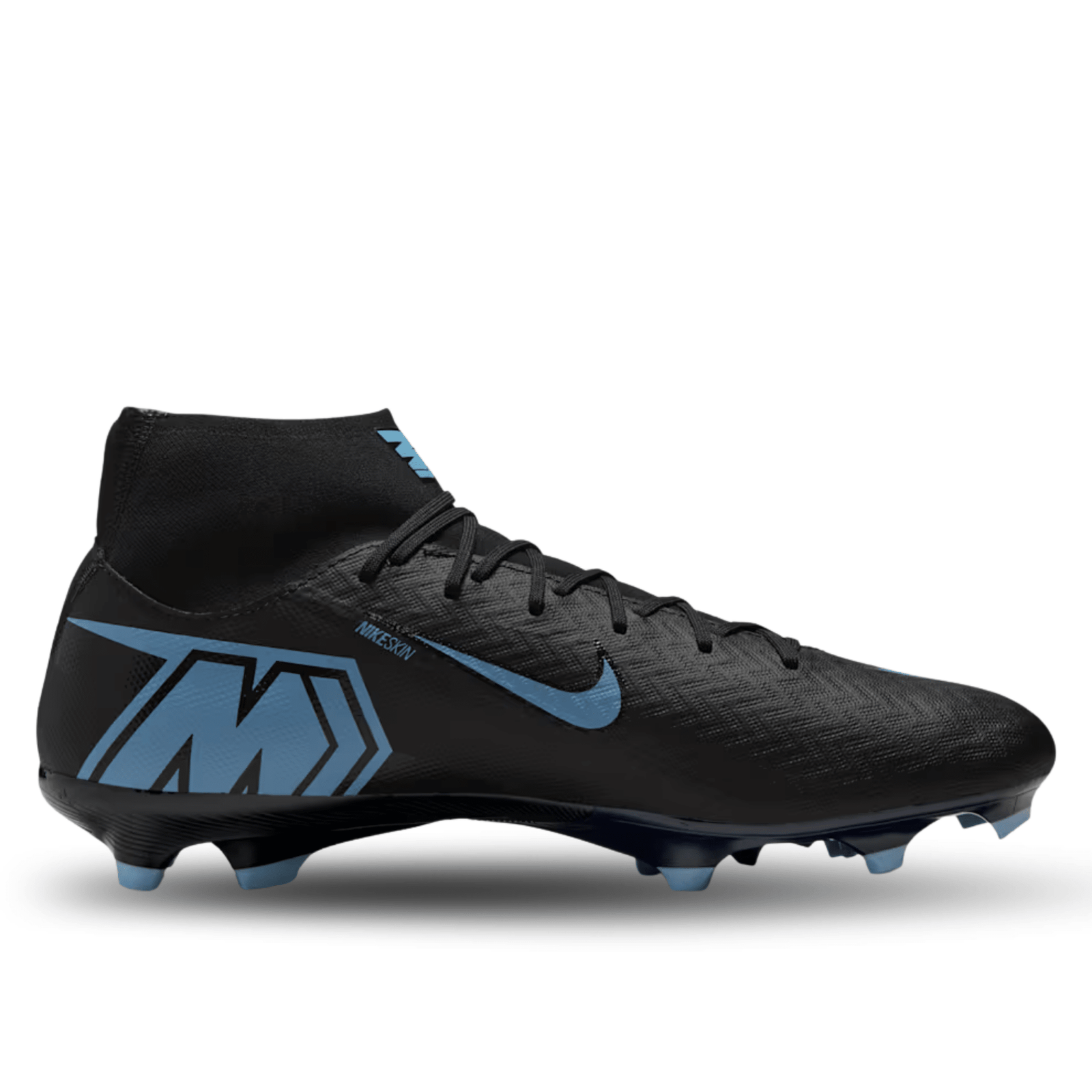 Nike Zoom Superfly 10 Academy Firm Ground/Multiground Soccer Cleats (Black/Ice Blue) | SoccerWearhouse