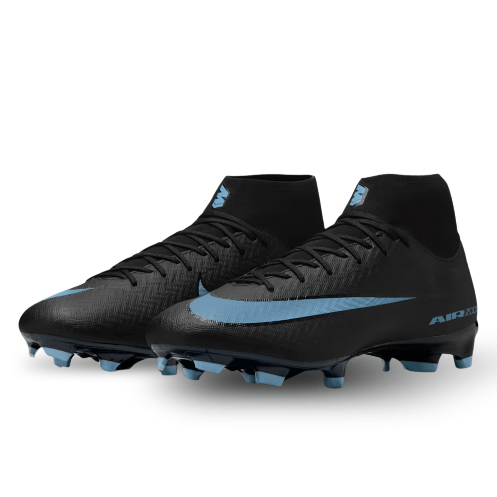 Nike Zoom Superfly 10 Academy Firm Ground/Multiground Soccer Cleats (Black/Ice Blue) | SoccerWearhouse