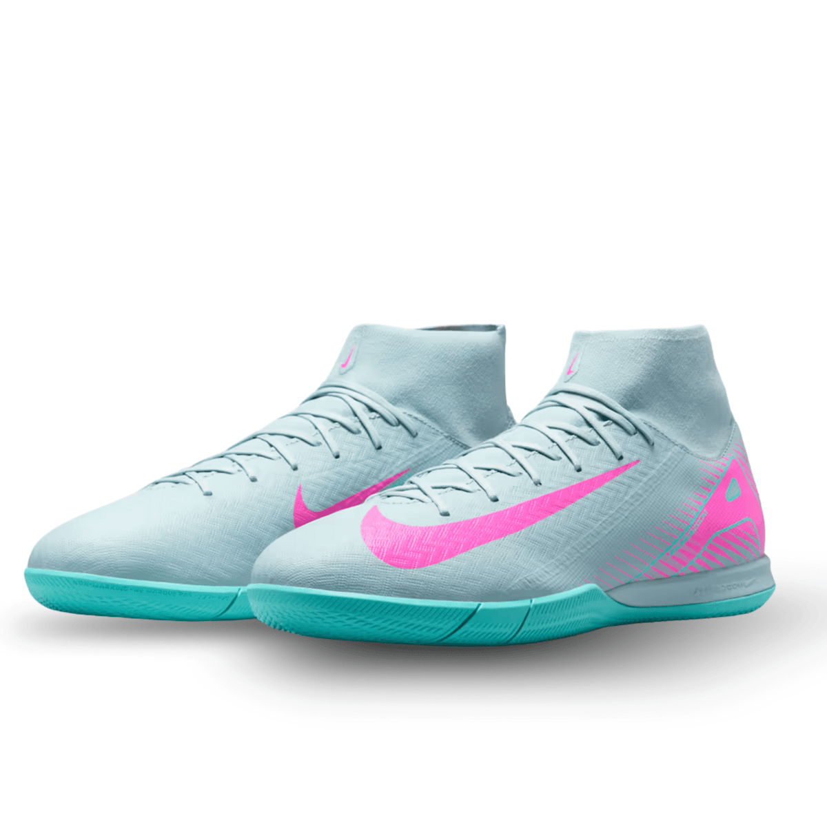 Nike Zoom Superfly 10 Academy IC Indoor Soccer Shoes (Ocean Cube/Pink Blast) | SoccerWearhouse