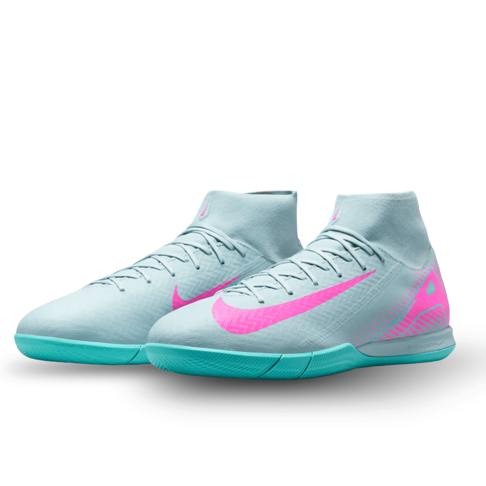 Nike Zoom Superfly 10 Academy IC Indoor Soccer Shoes (Ocean Cube/Pink Blast) | SoccerWearhouse