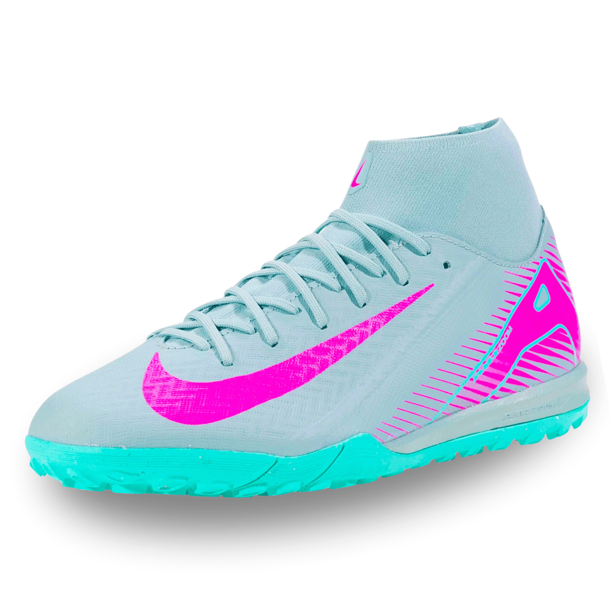 Nike Zoom Superfly 10 Academy TF Turf Soccer Shoes (Ocean Cube/Pink Blast) | SoccerWearhouse