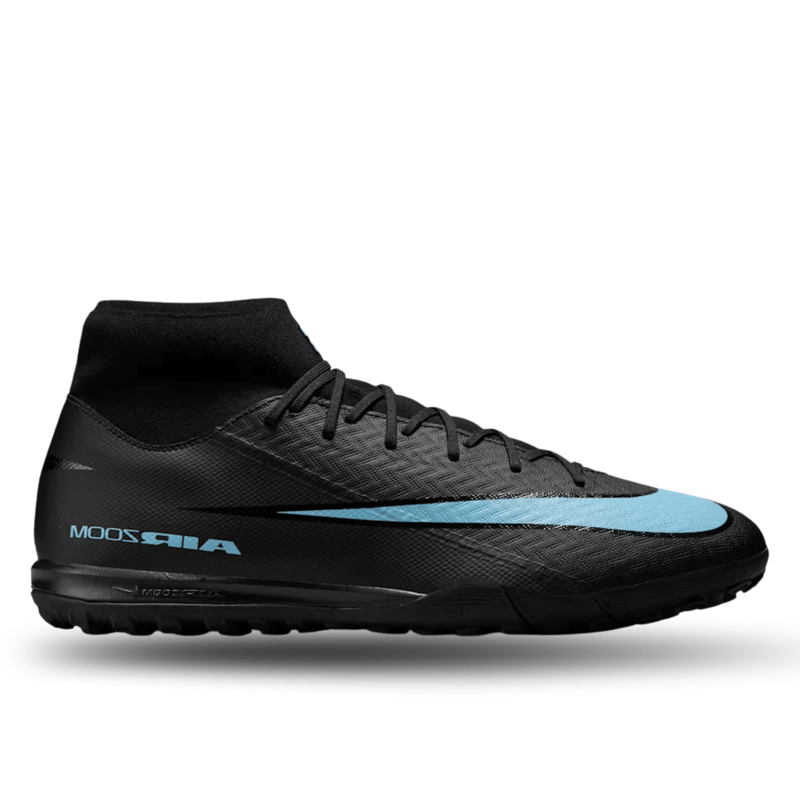 Nike Zoom Superfly 10 Academy Turf Soccer Shoes (Black/Ice Blue) | SoccerWearhouse