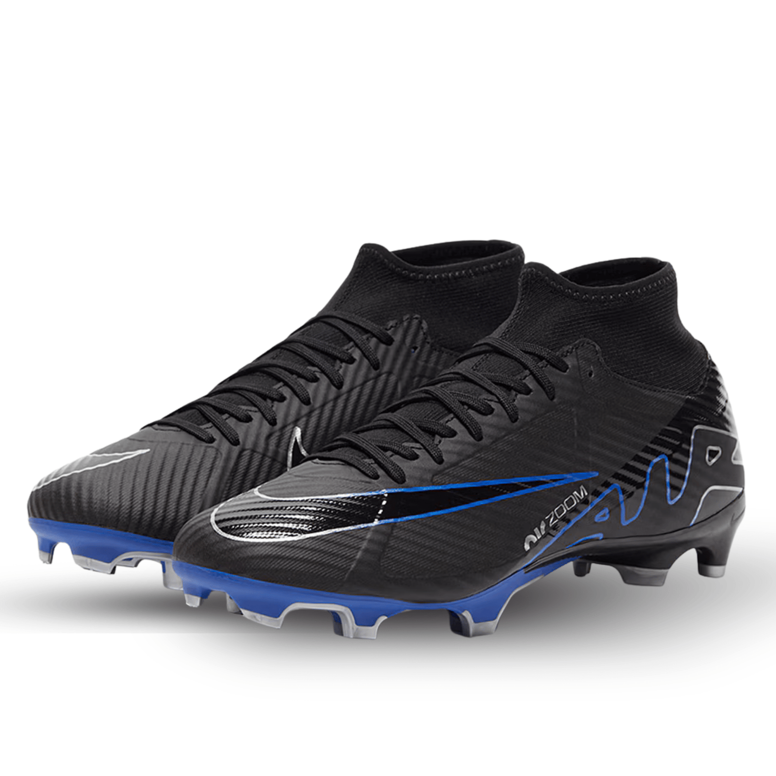 Nike Zoom Superfly 9 Academy FG/MG Soccer Cleats (Black/Chrome - Hyper Royal) | SoccerWearhouse