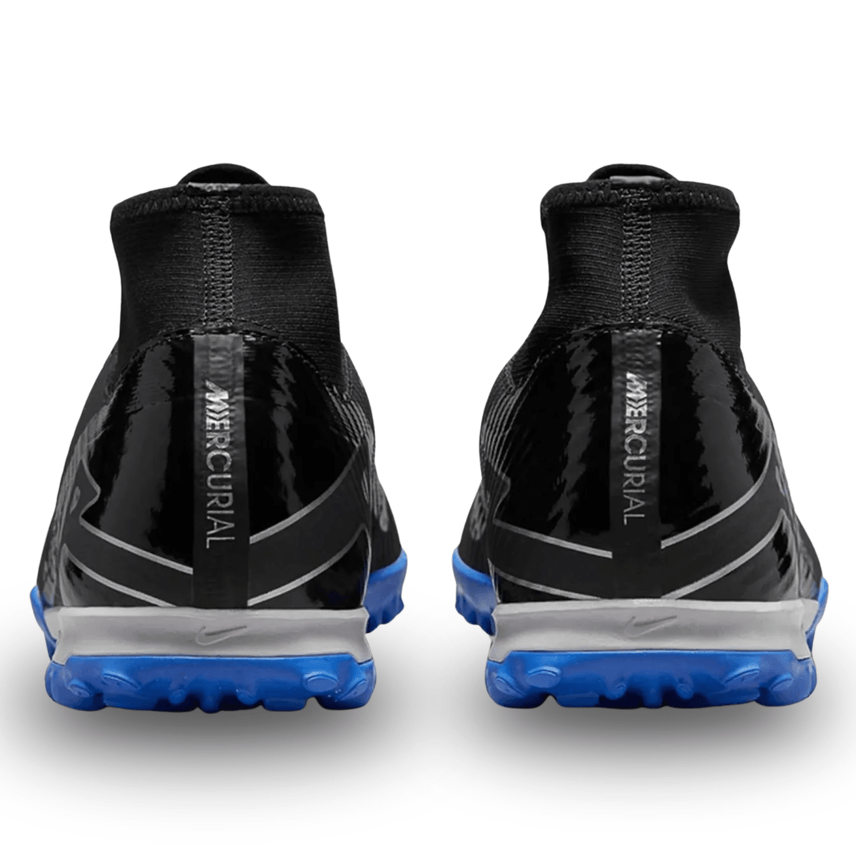 Nike Zoom Superfly 9 Academy Turf Soccer Shoes (Black/Chrome - Hyper Royal) | SoccerWearhouse