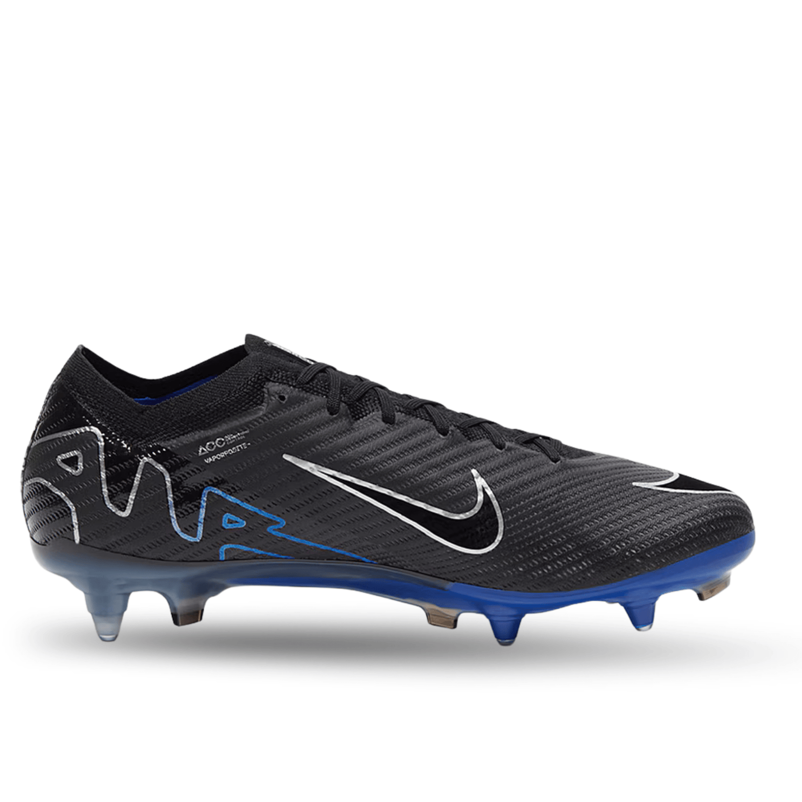 Nike Zoom Vapor 15 Elite SG - Pro Soccer Cleats (Black/Chrome - Hyper Royal) | SoccerWearhouse