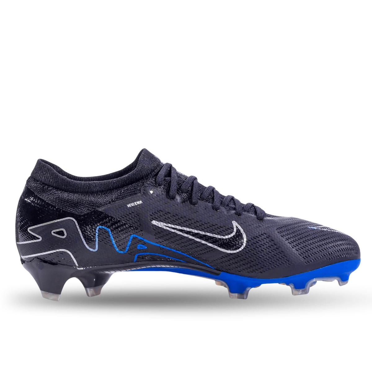 Nike Zoom Vapor 15 Pro Firm Ground Soccer Cleats (Black/Chrome - Hyper Royal) | SoccerWearhouse