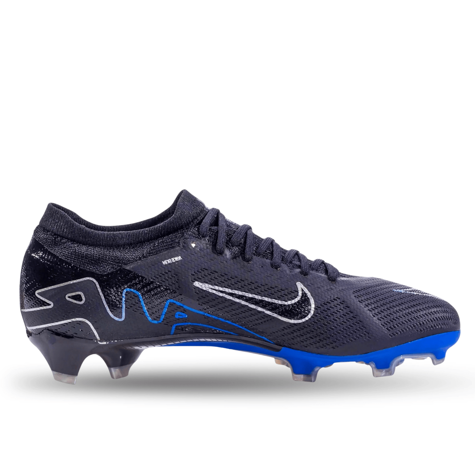 Nike Zoom Vapor 15 Pro Firm Ground Soccer Cleats (Black/Chrome - Hyper Royal) | SoccerWearhouse
