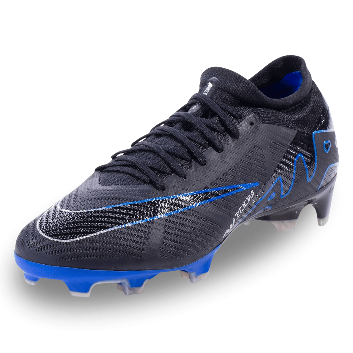 Nike Zoom Vapor 15 Pro Firm Ground Soccer Cleats (Black/Chrome - Hyper Royal) | SoccerWearhouse