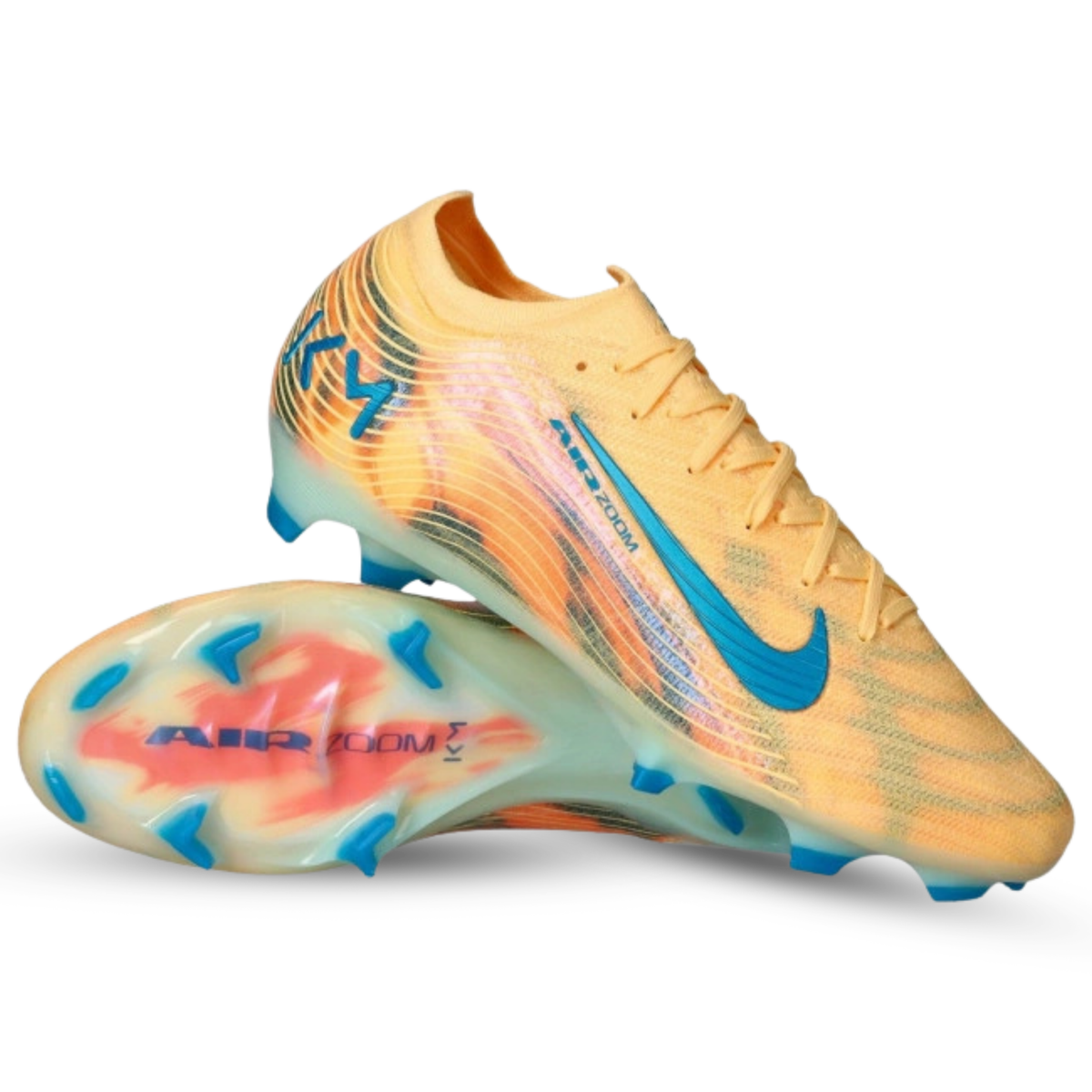 Nike Zoom Vapor 16 Elite KM Firm Ground Soccer Cleats (Melon Tint/Neo Turq/Igloo) | SoccerWearhouse