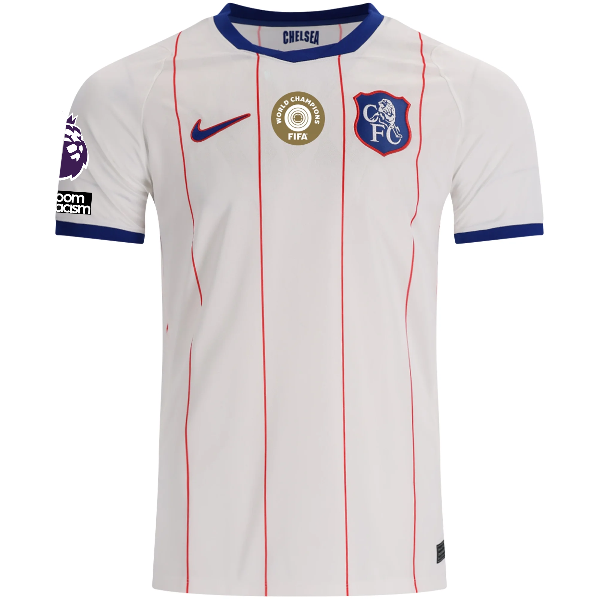 Nike Mens Chelsea Third Jersey w/ EPL + No Room For Racism 26/27 (White/Rush Blue/Red)