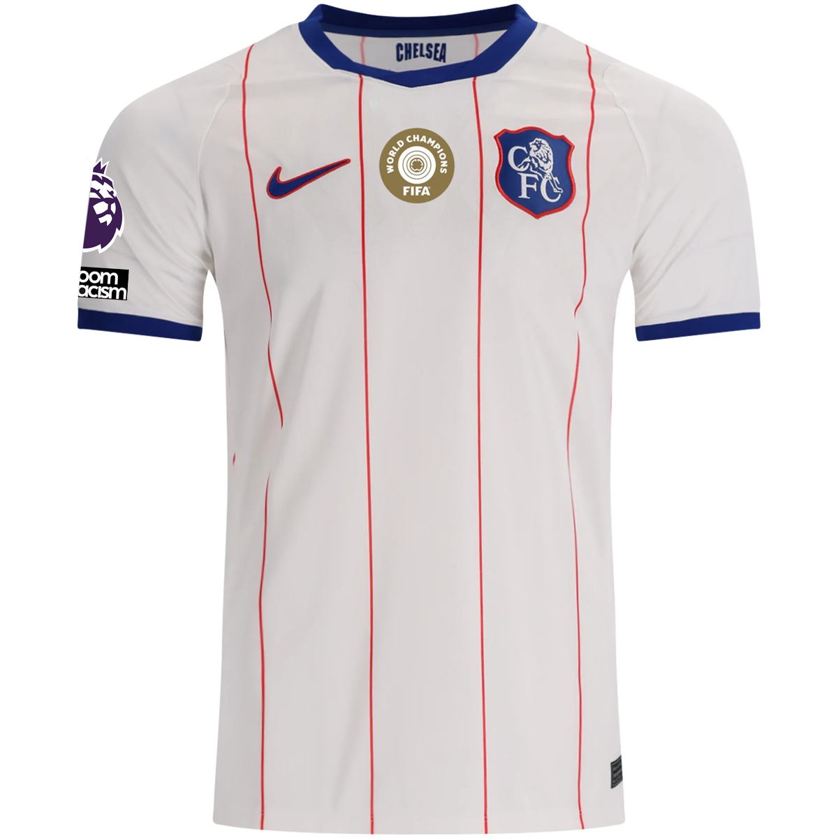 Nike Mens Chelsea Third Jersey w/ EPL + No Room For Racism 26/27 (White/Rush Blue/Red)