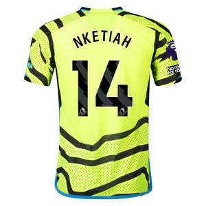 adidas Arsenal Authentic Eddie Nektiah Away Jersey w/ EPL + No Room For Racism Patches 23/24 (Team Solar Yellow/Black)