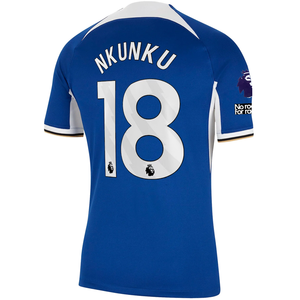 Nike Chelsea Christopher Nkunku Home Jersey w/ EPL + No Room For Racism Patches 23/24 (Rush Blue/Club Gold)