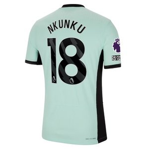 Nike Chelsea Authentic Christopher Nkunku Match Vaporknit Third Jersey w/ EPL + No Room For Racism Patches 23/24 (Mint Foam/Black)