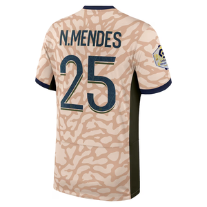 Nike Paris Saint-Germain Authentic Match Nuno Mendes Home Jersey w/ Champions League Patches 23/24 (Midnight Navy)