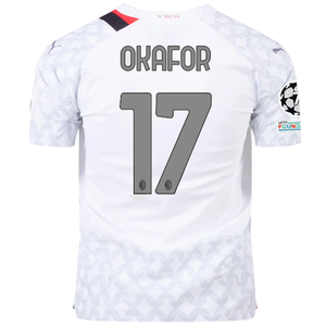 Puma AC Milan Authentic Okafor Away Jersey w/ Champions League Patches 23/24 (Puma White/Feather Grey)