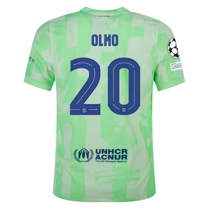 Nike Barcelona Authentic Dani Olmo Third Jersey w/ Champions League Patches 24/25 (Barely Volt/Old Royal)