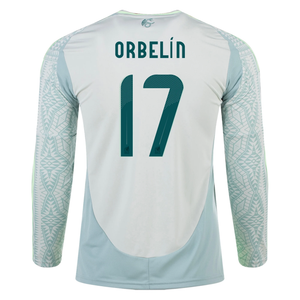 adidas Mens Mexico Orbelín Pineda Away Long Sleeve Jersey 24/25 (Linen Green)