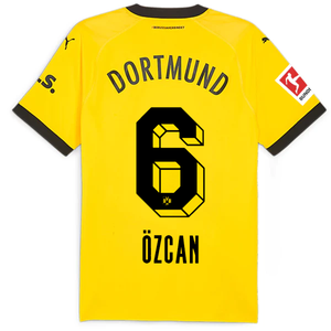 Puma Borussia Dortmund Authentic Ozcan Home Jersey w/ Bundesliga Patch 23/24 (Cyber Yellow/Puma Black)