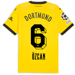 Puma Borussia Dortmund Authentic Ozcan Home Jersey w/ Champions League Patches 23/24 (Cyber Yellow/Puma Black)
