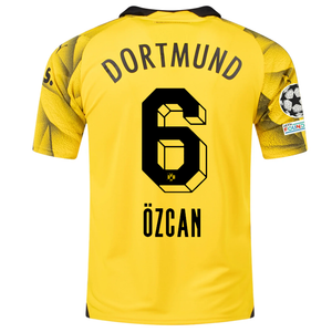Puma Mens Borussia Dortmund Salih Özcan Third Jersey w/ Champions League Patches 23/24 (Cyber Yellow/Puma Black)