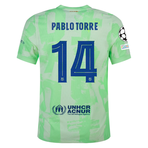 Nike Barcelona Authentic Pablo Torre Third Jersey w/ Champions League Patches 24/25 (Barely Volt/Old Royal)