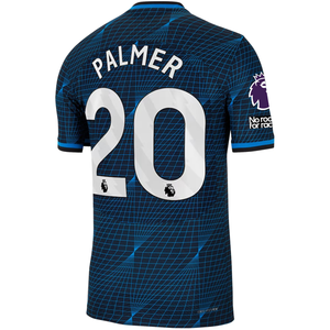 Nike Chelsea Authentic Cole Palmer Match Vaporknit Away Jersey w/ EPL + No Room For Racism Patches 23/24 (Soar/Club Gold)