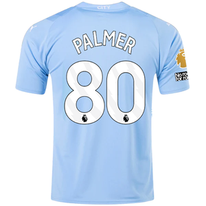Puma Manchester City Cole Palmer Home Jersey w/ EPL + No Room For Racism + Club World Cup Patches 23/24 (Team Light Blue/Puma White)