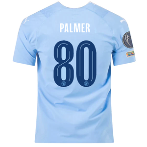 Puma Manchester City Authentic Cole Palmer Home Jersey w/ Champions League + Club World Cup Patches 23/24 (Team Light Blue/Puma White)